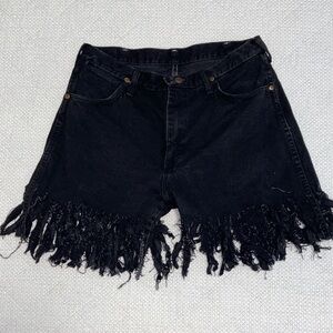 Black Fringed wrangler Denim Shorts 33